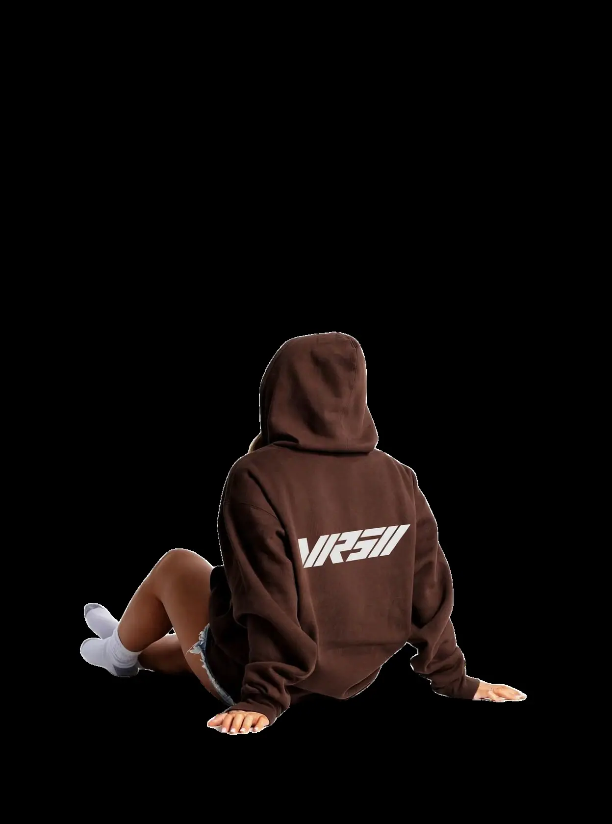 V-HOOD en cacao, VRSN blanco a la espalda